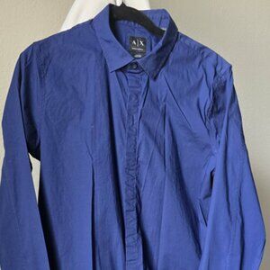AIX Armani Exchange Button-up Dress Shirt - Navy Blue Super Slim Men Size L
